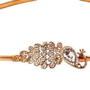 Peacock rhinestones gold tone belt